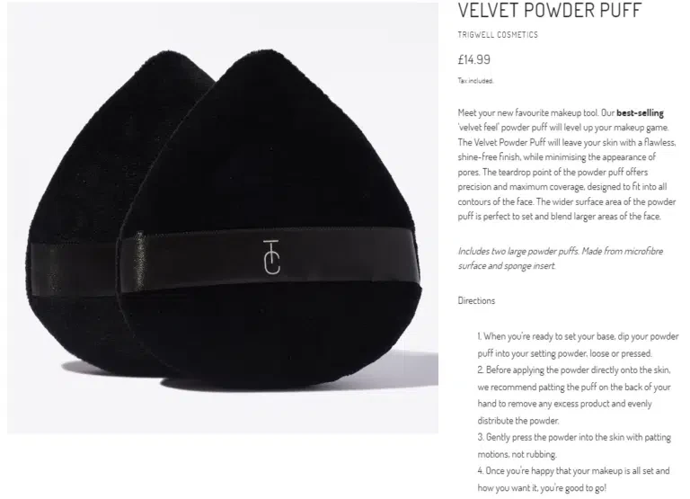 Пуховка Velvet Powder Puff — описание продукта в электронной торговле