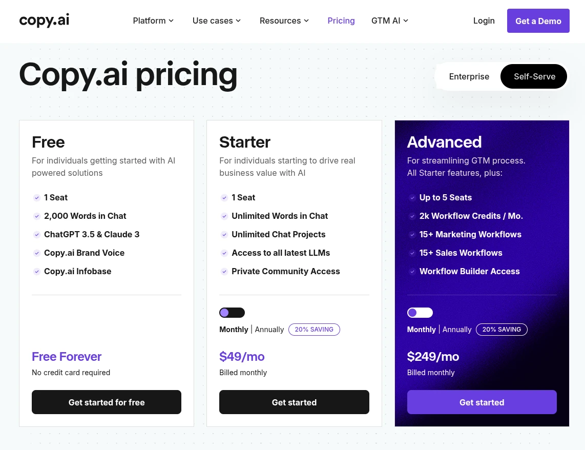 Copy AI prices Copy AI prices