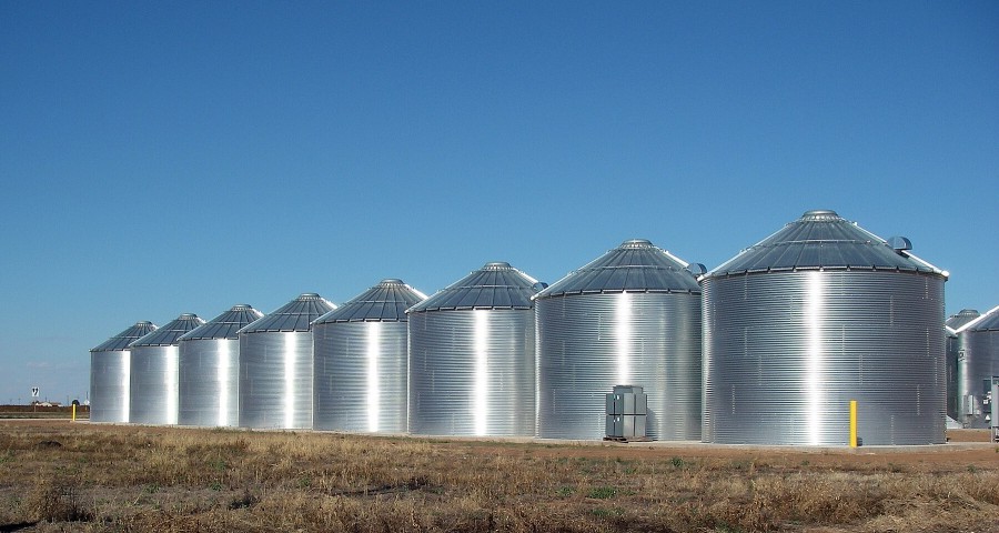 Стальные зерновые силосы в Раллсе (Техас)