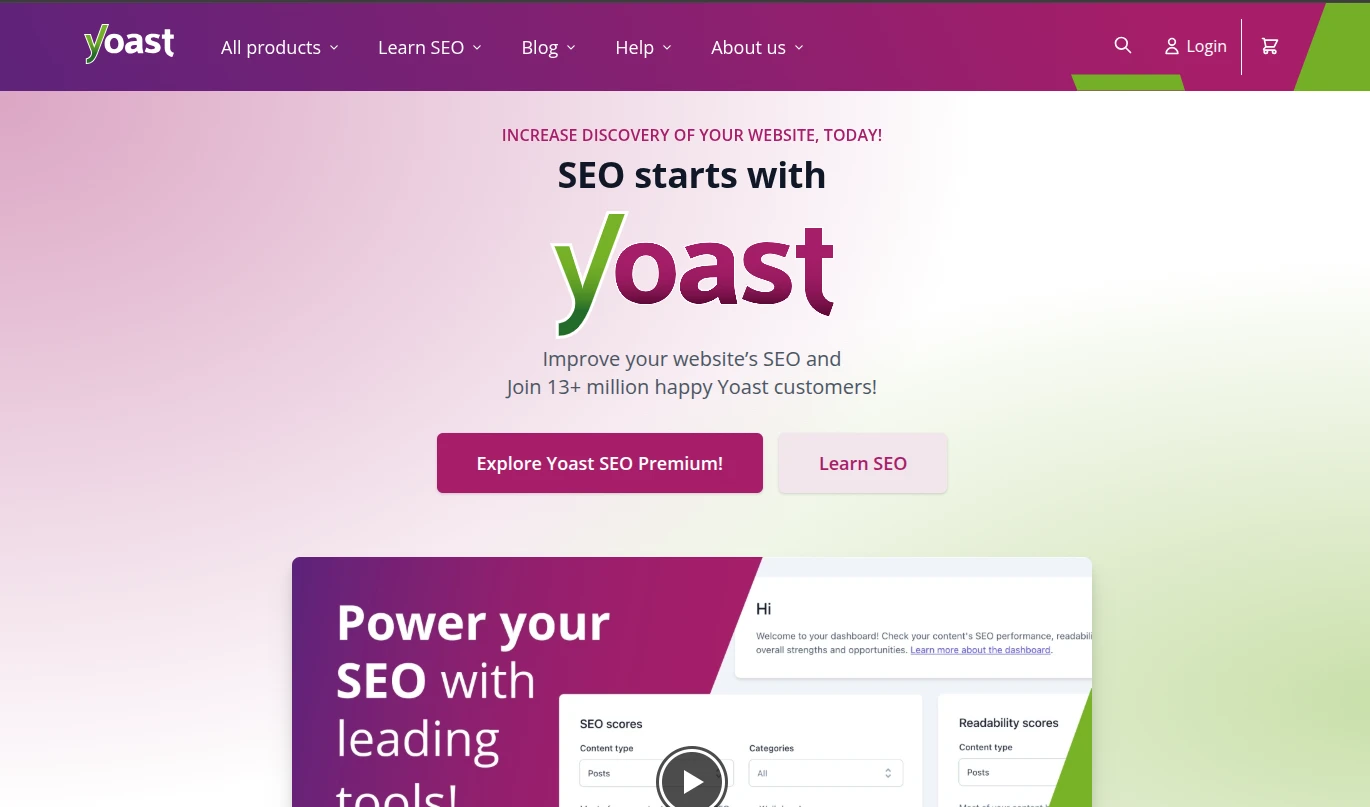 Страница Yoast SEO Premium, рекламирующая плагин WordPress SEO